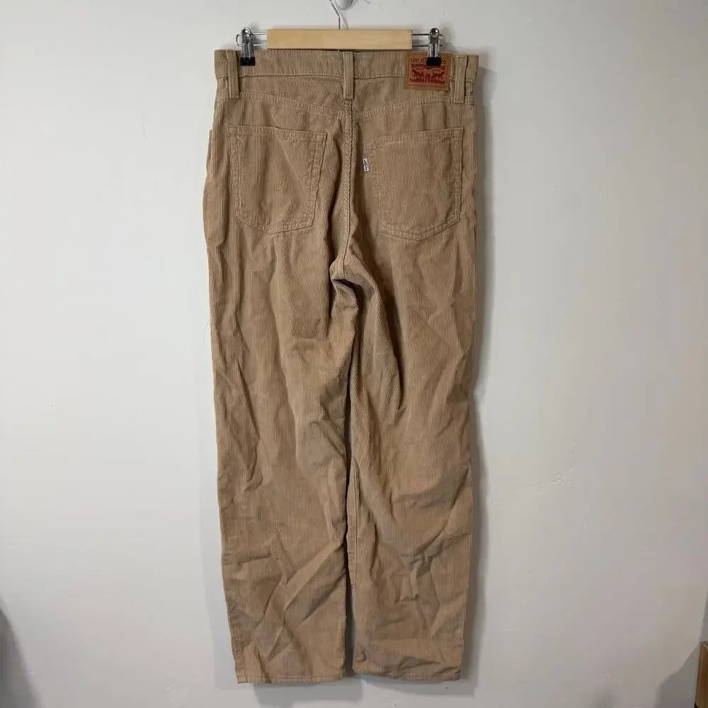 Levi's Women's '94 Baggy Corduroy Pants High Rise Straight‎ Leg Tan 30 - Picture 2 of 8